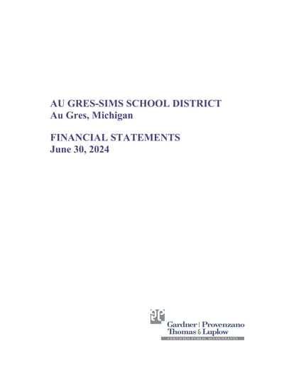 Au Gres-sims School District ACFR Cover
