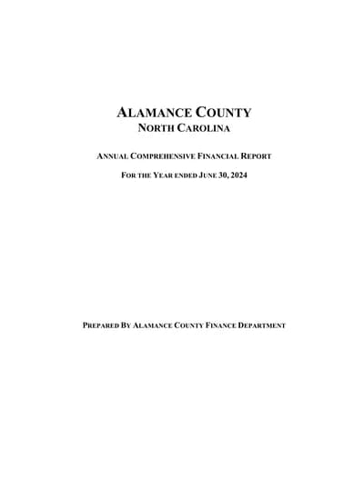 Alamance County ACFR Cover