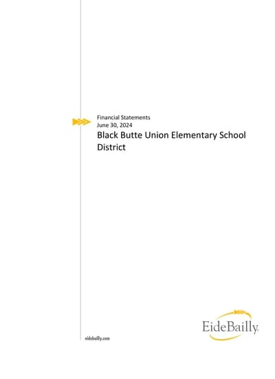 Black Butte Union Elementary School District ACFR Cover