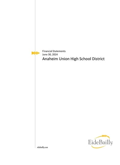 Anaheim Union High School District ACFR Cover