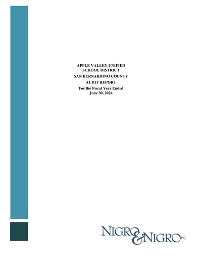 Apple Valley Unified School District ACFR Cover