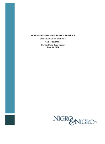 Acalanes Union High School District ACFR Cover