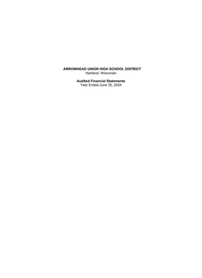 Arrowhead Union High School District ACFR Cover