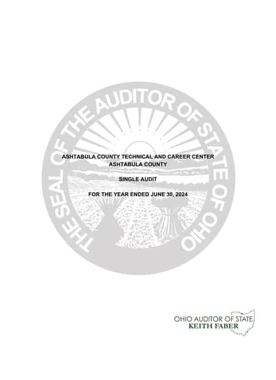 Ashtabula County Technical and Career Center ACFR Cover