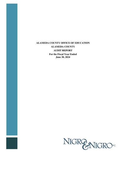 Alameda County Office of Education ACFR Cover