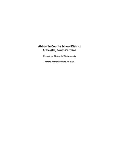 Abbeville County School District ACFR Cover