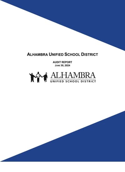 Alhambra Unified School District ACFR Cover