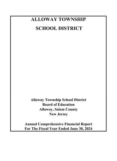 Alloway Township School District ACFR Cover