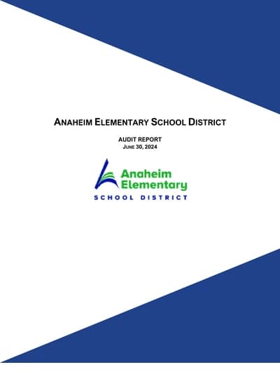 Anaheim Elementary School District ACFR Cover
