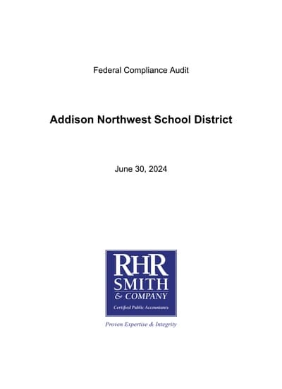 Addison Northwest School District ACFR Cover