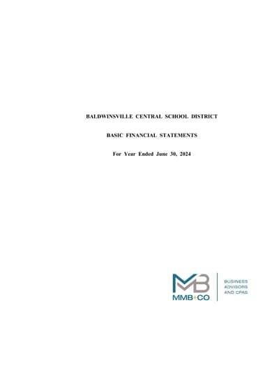 Baldwinsville Central School District ACFR Cover