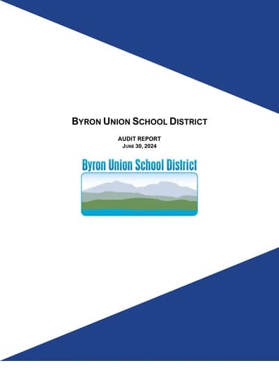 Byron Union School District ACFR Cover