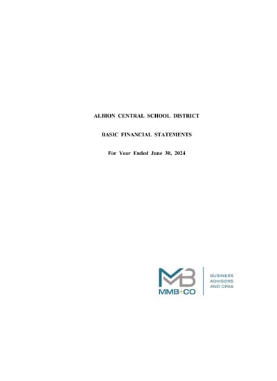 Albion Central School District ACFR Cover