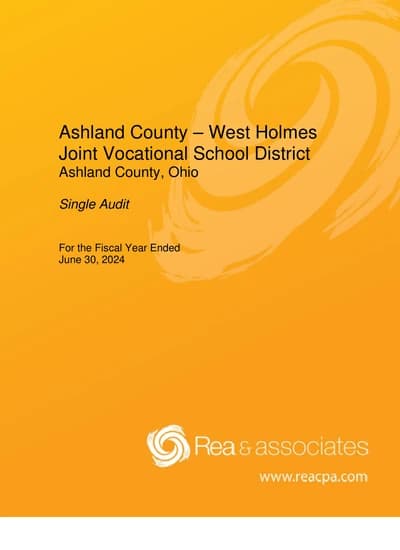Ashland County - West Holmes Joint Vocational School District ACFR Cover