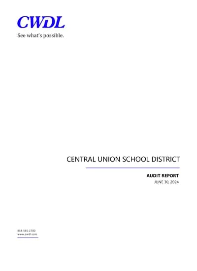 Central Union School District ACFR Cover