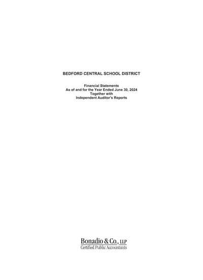 Bedford Central School District ACFR Cover