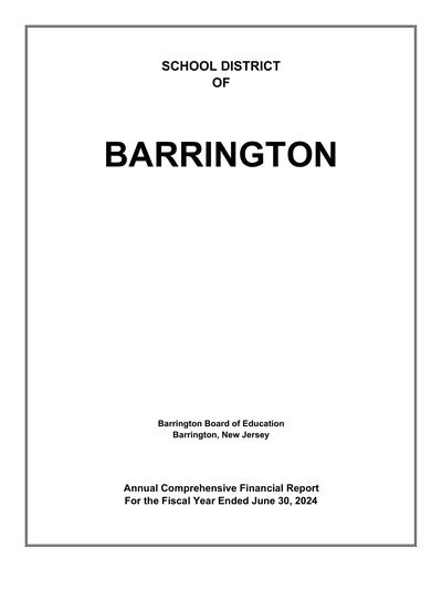 Barrington School District ACFR Cover