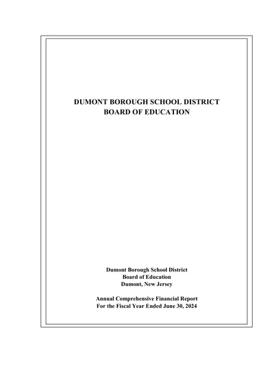 Borough of Dumont School District ACFR Cover