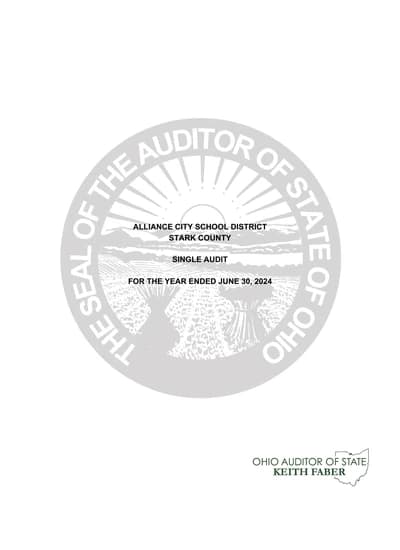 Alliance City School District ACFR Cover