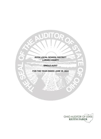 Avon Local School District ACFR Cover