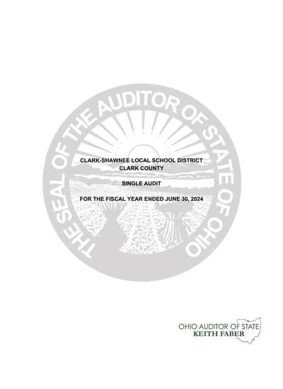 Clark-shawnee Local School District ACFR Cover