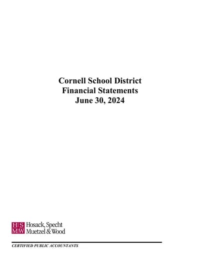 Cornell School District ACFR Cover