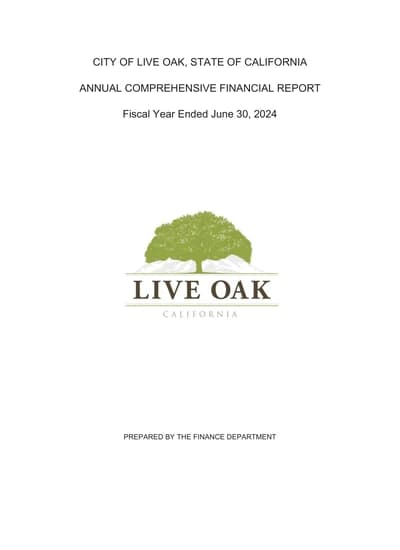 City of Live Oak ACFR Cover