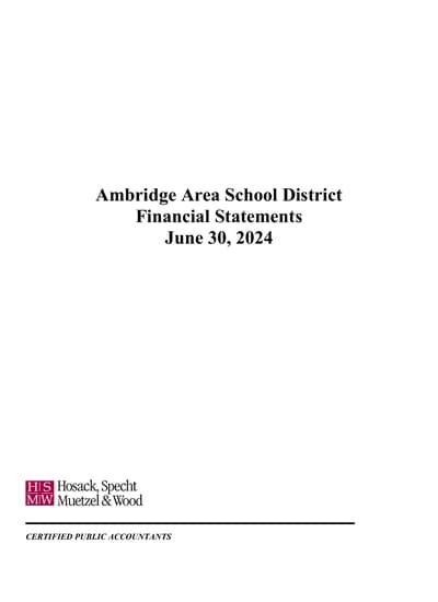 Ambridge Area School District ACFR Cover