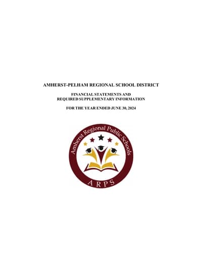 Amherst-pelham Regional School District ACFR Cover