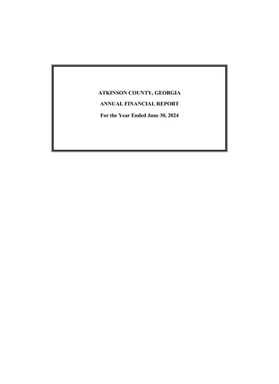 Atkinson County Board of Commissioners ACFR Cover