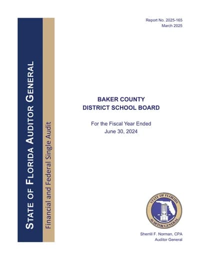 Baker County District School Board ACFR Cover