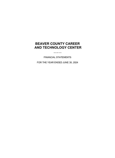 Beaver County Career & Technology Center ACFR Cover