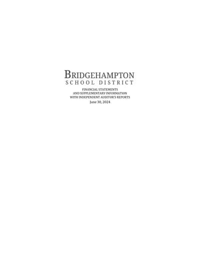 Bridgehampton Union Free School District ACFR Cover