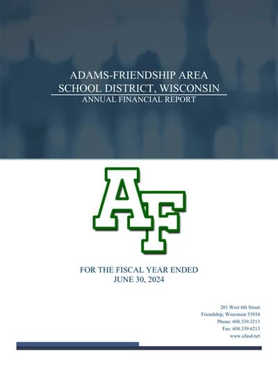 Adams-friendship Area School District ACFR Cover