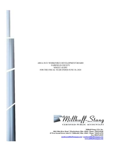 Area 20/21 Workforce Development Board ACFR Cover