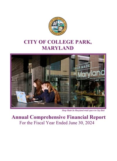 City of College Park, Maryland ACFR Cover