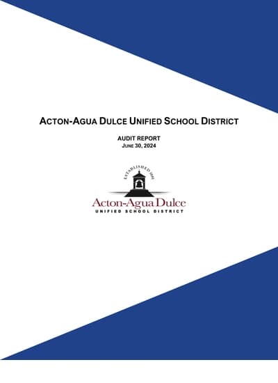 Acton-agua Dulce Unified School District ACFR Cover