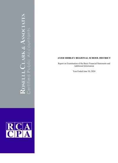 Ayer Shirley Regional School District ACFR Cover
