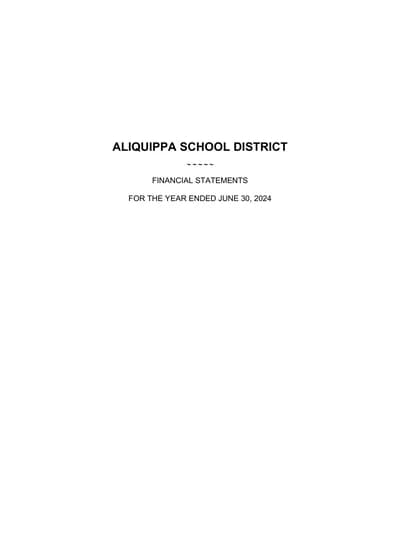 Aliquippa School District ACFR Cover