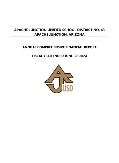 Apache Junction Unified School District No. 43 ACFR Cover