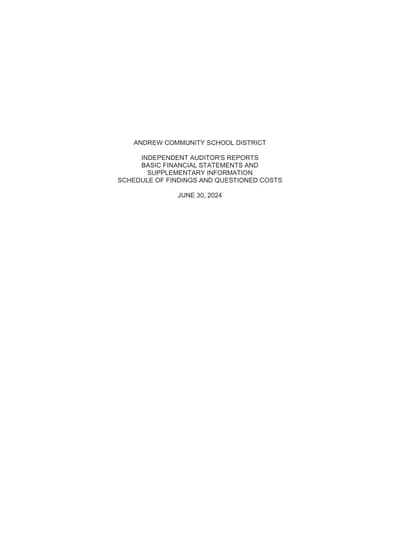 Andrew Community School District ACFR Cover
