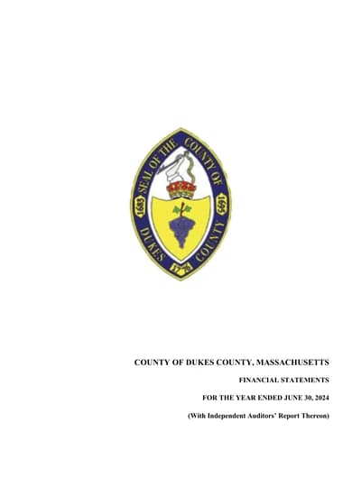 County of Dukes County ACFR Cover