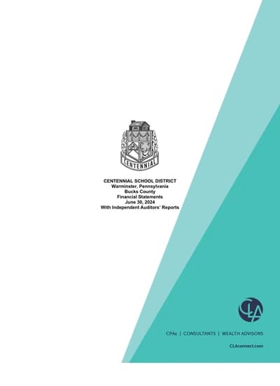 Centennial School District ACFR Cover