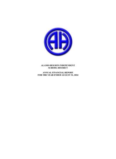Alamo Heights Independent School District ACFR Cover