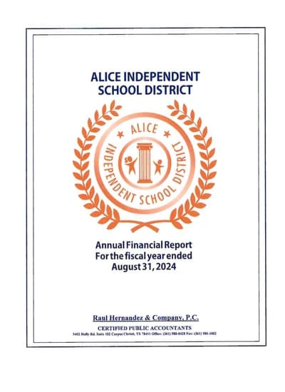 Alice Independent School District ACFR Cover