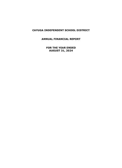 Cayuga Independent School District ACFR Cover