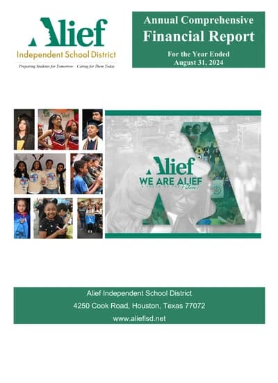 Alief Independent School District ACFR Cover