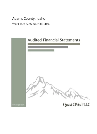 Adams County, Idaho ACFR Cover