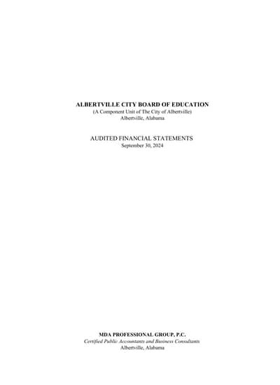 Albertville City Board of Education ACFR Cover