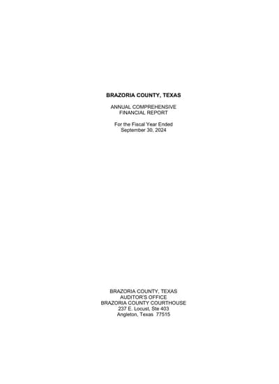 Brazoria County, Texas ACFR Cover